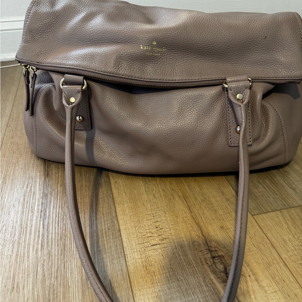 kate spade Pebbled Leather Shoulder Bag in Taupe